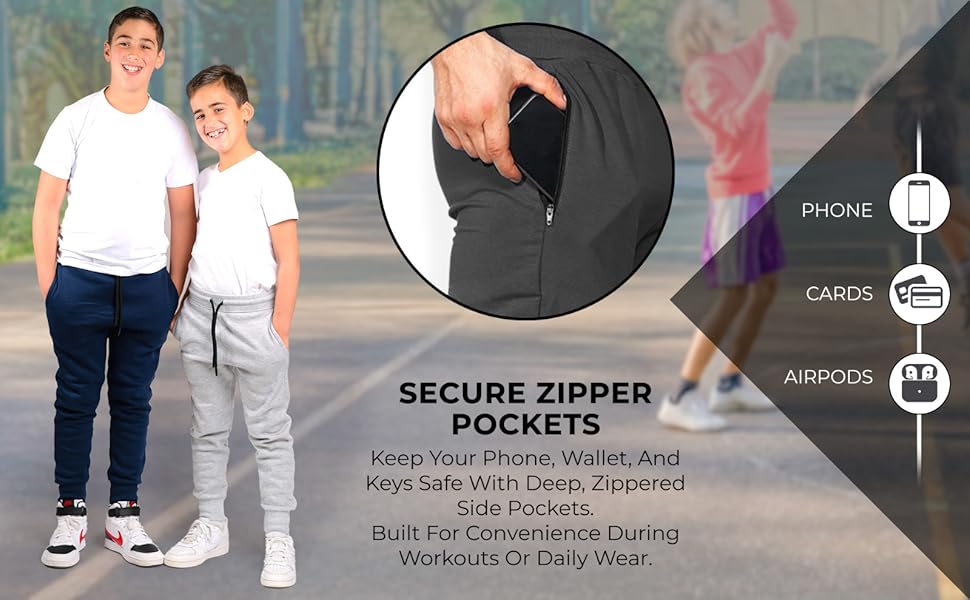 MONEY JONES ESSENTIALS Boys Sweatpants 3Pack - Fleece Joggers, Drawstring & Pockets, Slim Fit - Order 1 Size Up for Relax Fit 6 pant heavyweight essentials lightweight sports pantalón deportivo pure champ fly boys joggers