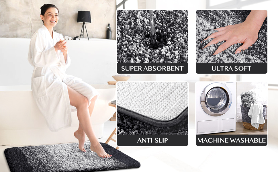 KMAT Bathroom Rugs Bath Mat 16"x24" Luxury Soft Shaggy