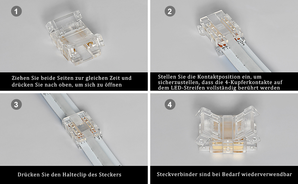 LED Verbinder 4 Polig für 10mm COB LED Streifen