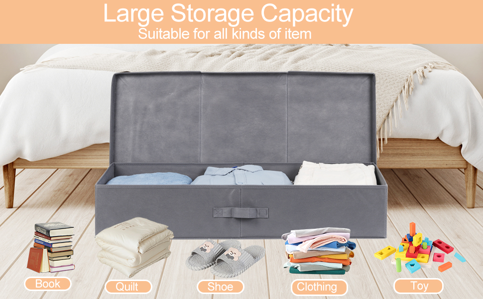 LIANTRAL 2 Pack Underbed Storage, Large Under Bed Storage Box with Lid