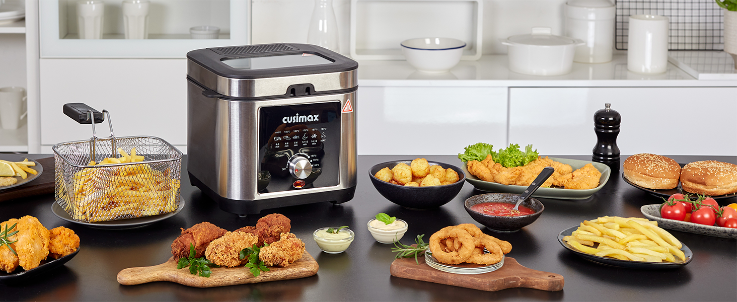 Deep Fryer CUSIMAX Electric Deep Fryer with Basket and Drip