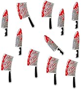 ROFIBUT Halloween Bloody Knife Nail Charms Terror Silver Red Gems 3D Metallic Kitchen Supplies Go...