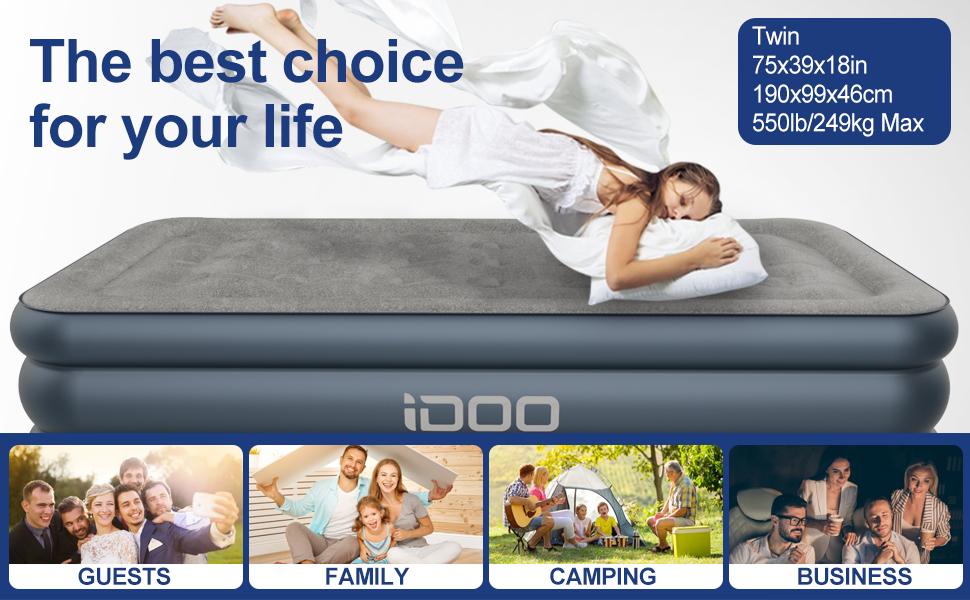 iDOO Air Mattress, 3 Mins Quick SelfInflation, Inflatable Airbed with
