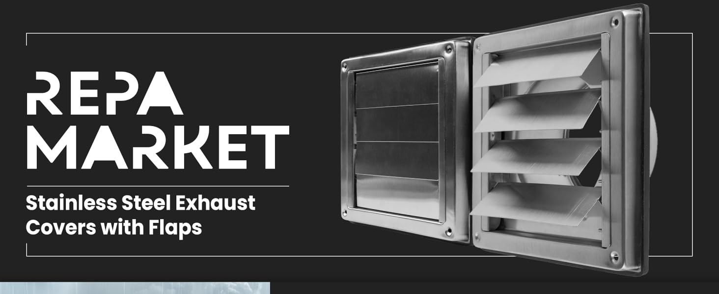 Repa Market 4" Inch Stainless Steel Exhaust Vent with Louvers Rubber