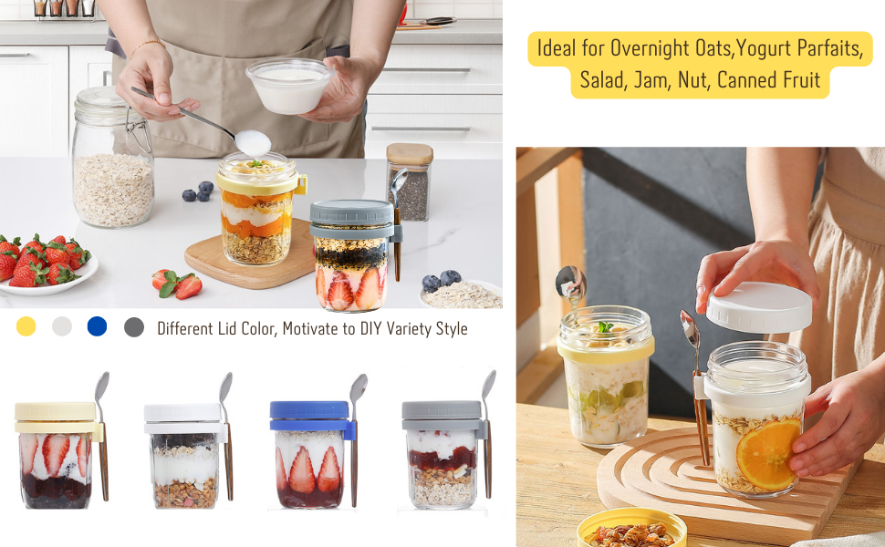 Mason Jars for Overnight Oats, Overnight Oats Container