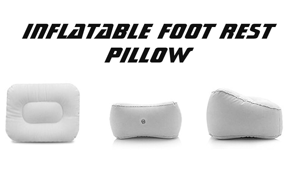 Inflatable Travel Foot Rest Pillow, Head Pad, Soft Flocking