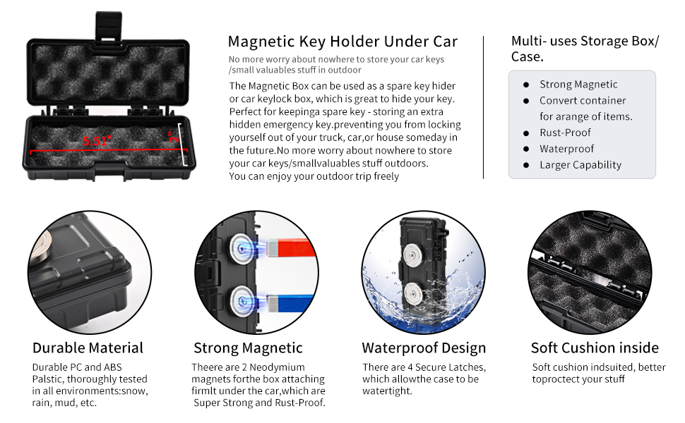 Key Box For Under Car Hidden Key Holder For