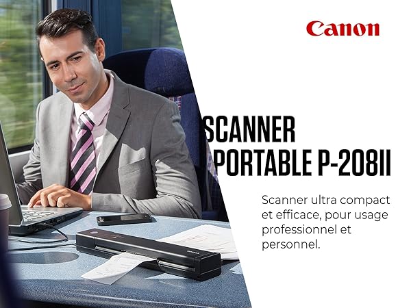 Canon imageFORMULA P-208II Scanner Portable, USB, Recto