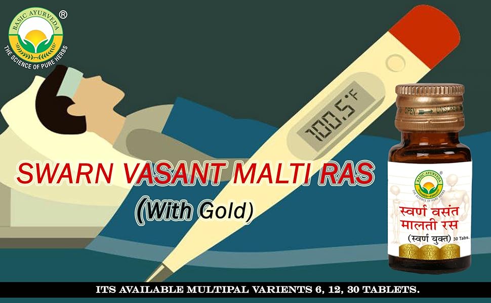 Buy BASIC AYURVEDA Swarn Vasant Malti Ras with Gold 30 Tablets Pack of