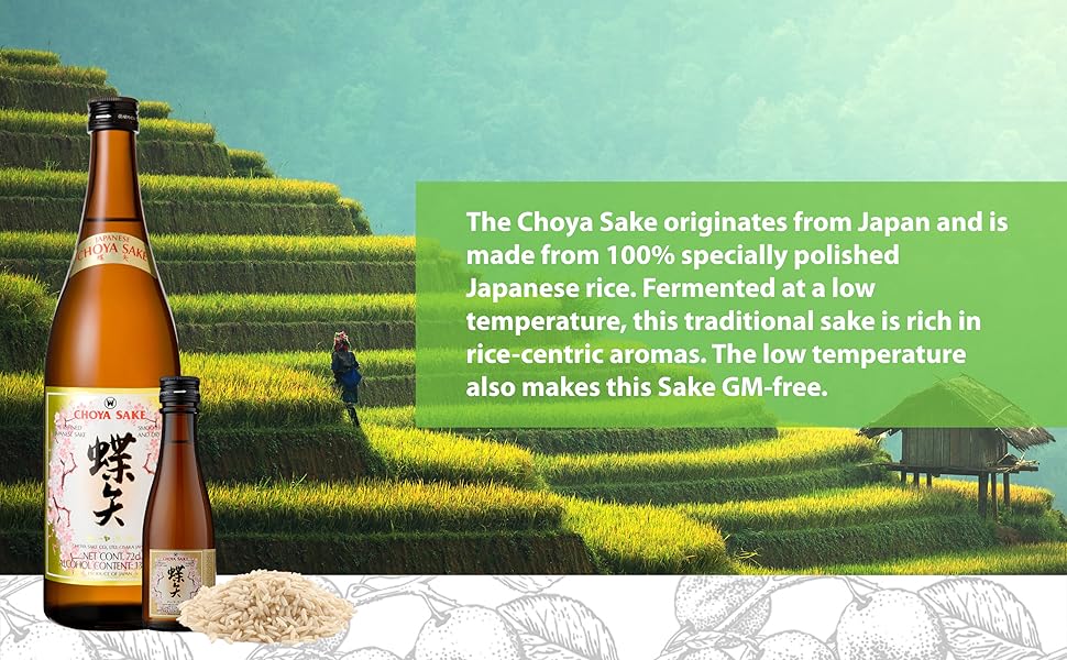Choya Sake Japanese Sake Cocktail & Cooking Sake Rich Rice