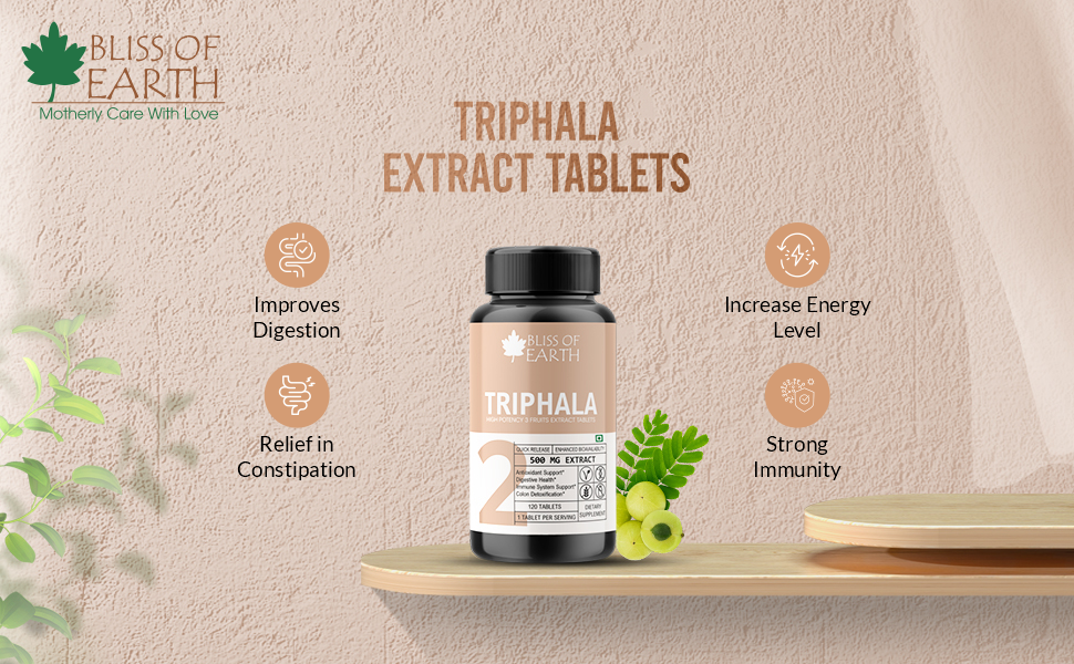 Bliss of Earth High Potency Triphala Extract Tablets 500mg With Quick