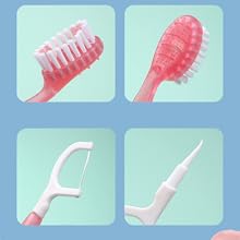 5 In 1 Mini Toothbrush & Floss & Tongue Scraper & Toothpick Set