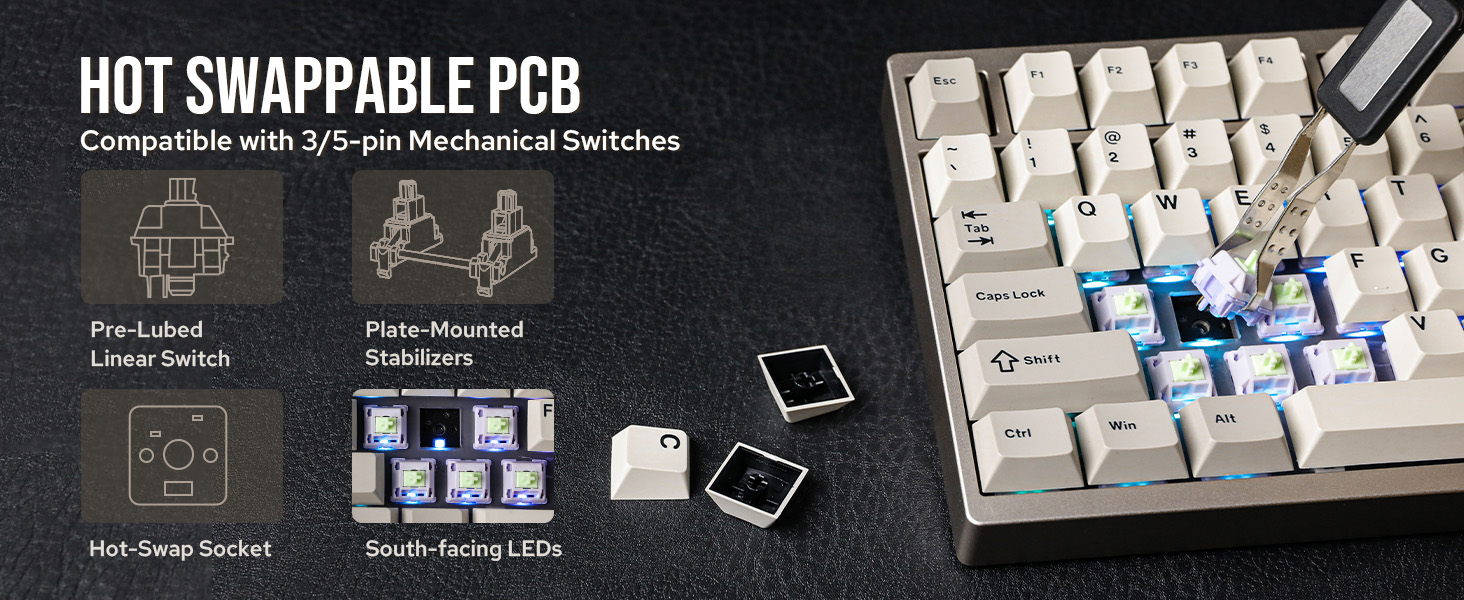 EPOMAKER P87 Wireless Mechanical Keyboard Aluminum QMK/VIA Tri-mode epomaker