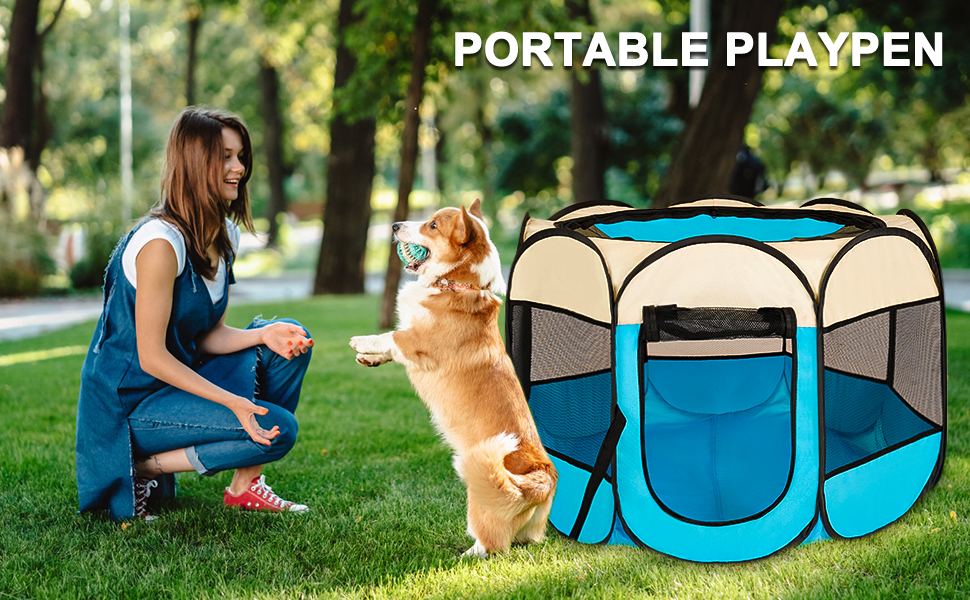 BrLacHhaZ Pet Playpen, Portable Dog Playpen for Puppies