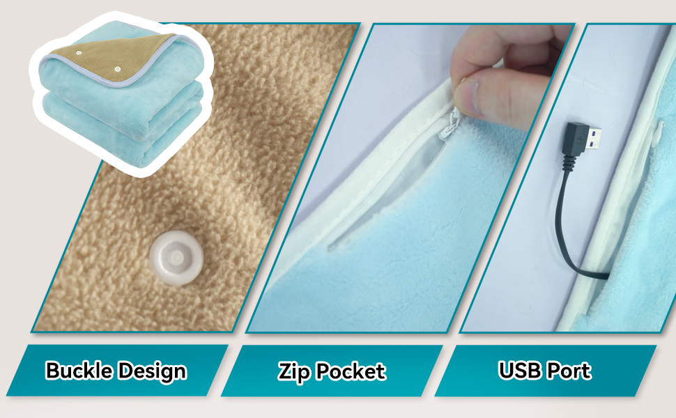 Kozeewarm USB Heated Blanket Battery Operated 30"x40" Cordless Heated Throw Blanket