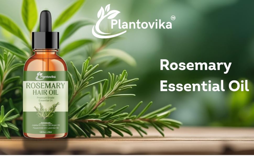 Rosemary Essential Oil, Enriched with Jojoba, Caster, Argan, Peppermint, Lavender Oil