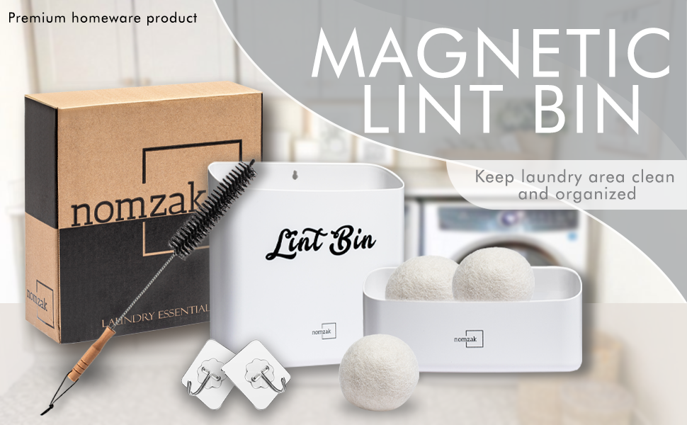 NOMZAK 5 Pack Lint Bin for Laundry Room. Includes