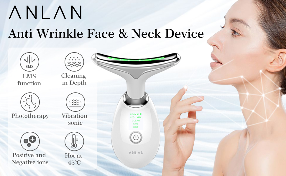 ANLAN Face Massager, AntiWrinkle Face Device with 3 Modes 45°C for