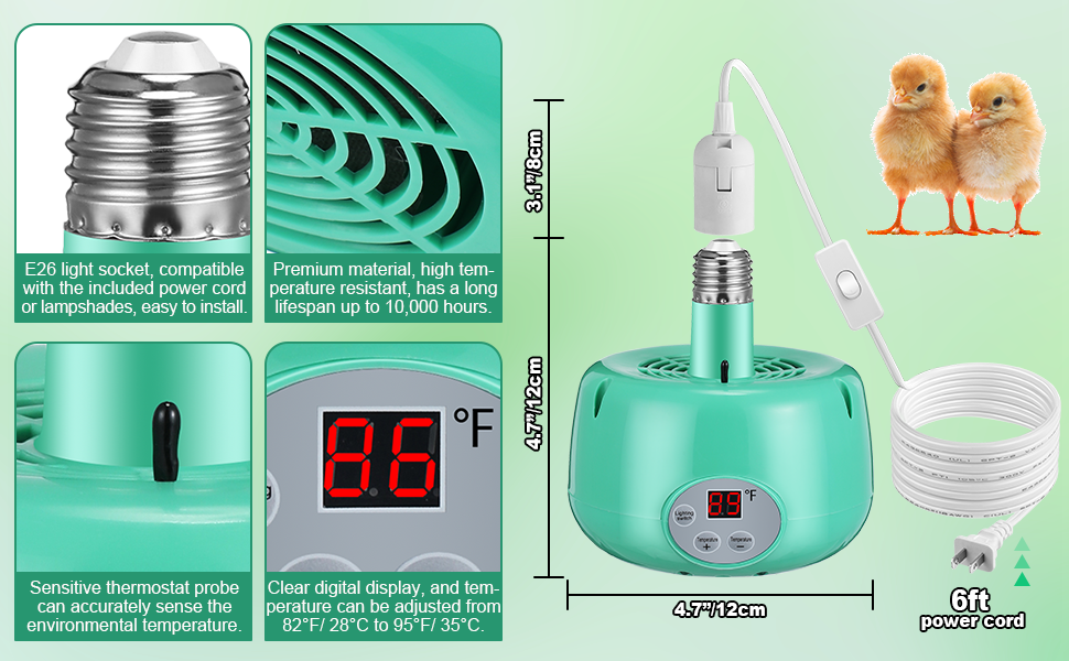 1 Pack Chicken Coop Heat Lamp, 200W Reptile Heating Lamp