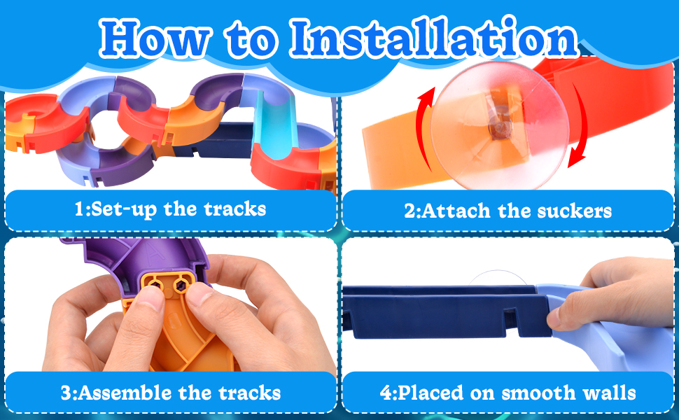 Vibbang Bath Toys for Toddlers, Baby Bath Toys Water Slide With Wind-Up Duck, Water Track Bathtub Toys, Interactive Ferris Wheel Bath Toys, Bath Duck Slide Toy, DIY Educational Watermill Toy (48 Pcs) 16 Baby Bath Toys Water Slide