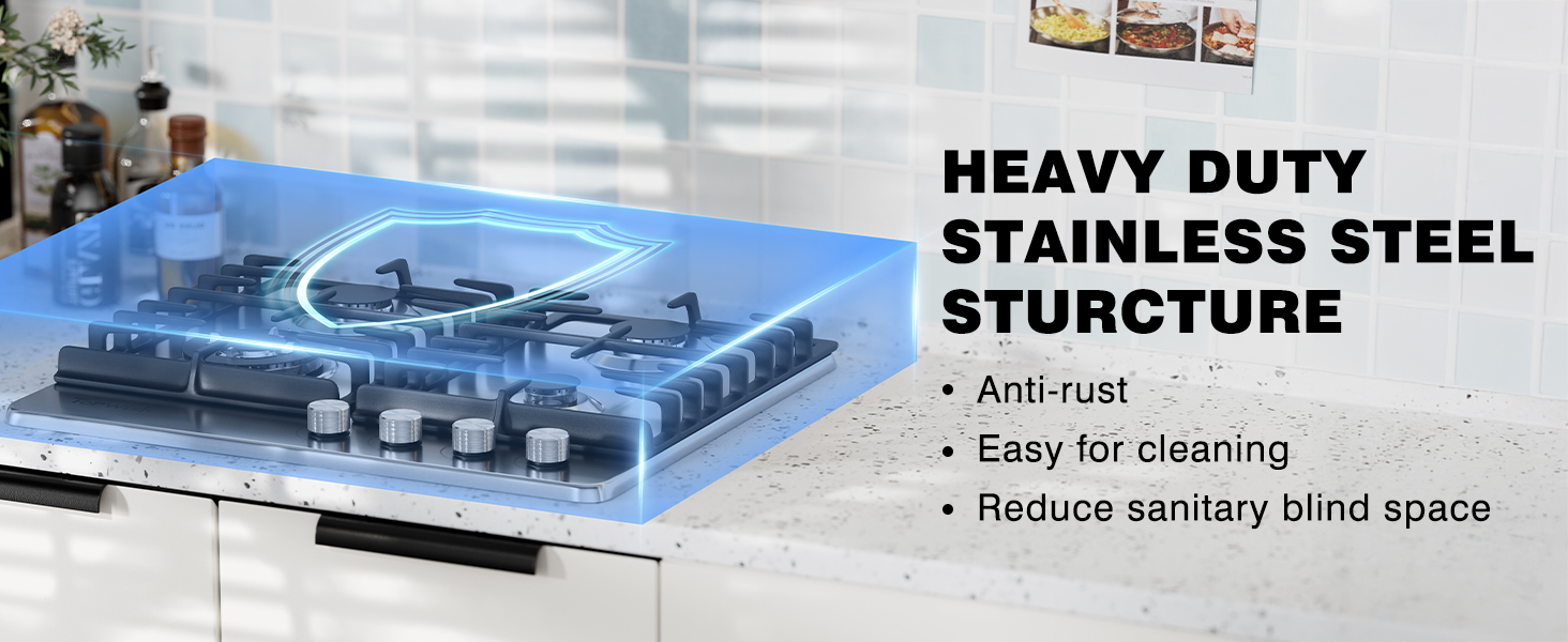 24 inch gas cooktop stainless steel