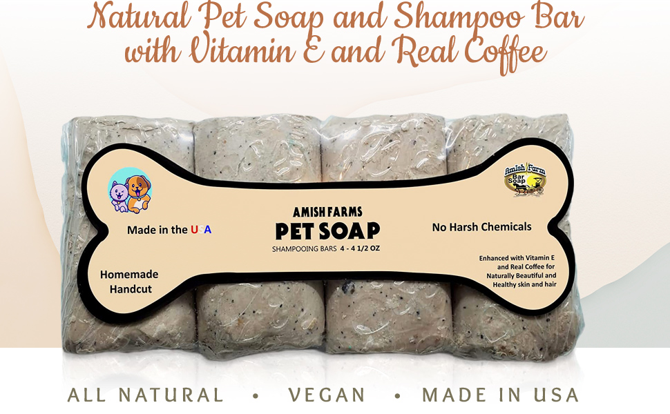 Amish Farms Natural Dog Soap Bar 4 Pack Pet Shampoo Bar