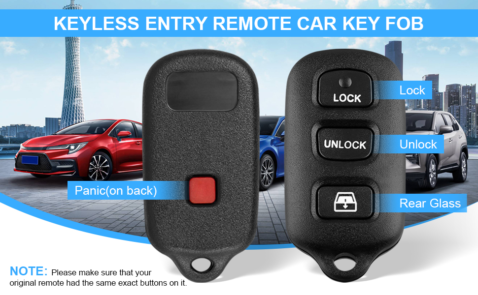 CAUORMOTE Keyless Entry Remote Replacement Car Key Fob for 19992009 Toyota 4Runner
