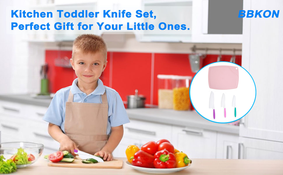 BBKON 4 Pieces Kids Knife Set, 3PCS Toddler Knife for Cooking with