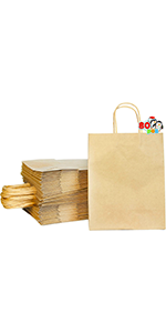 80 Bulk Brown Holiday Paper Gift Bags with Handles