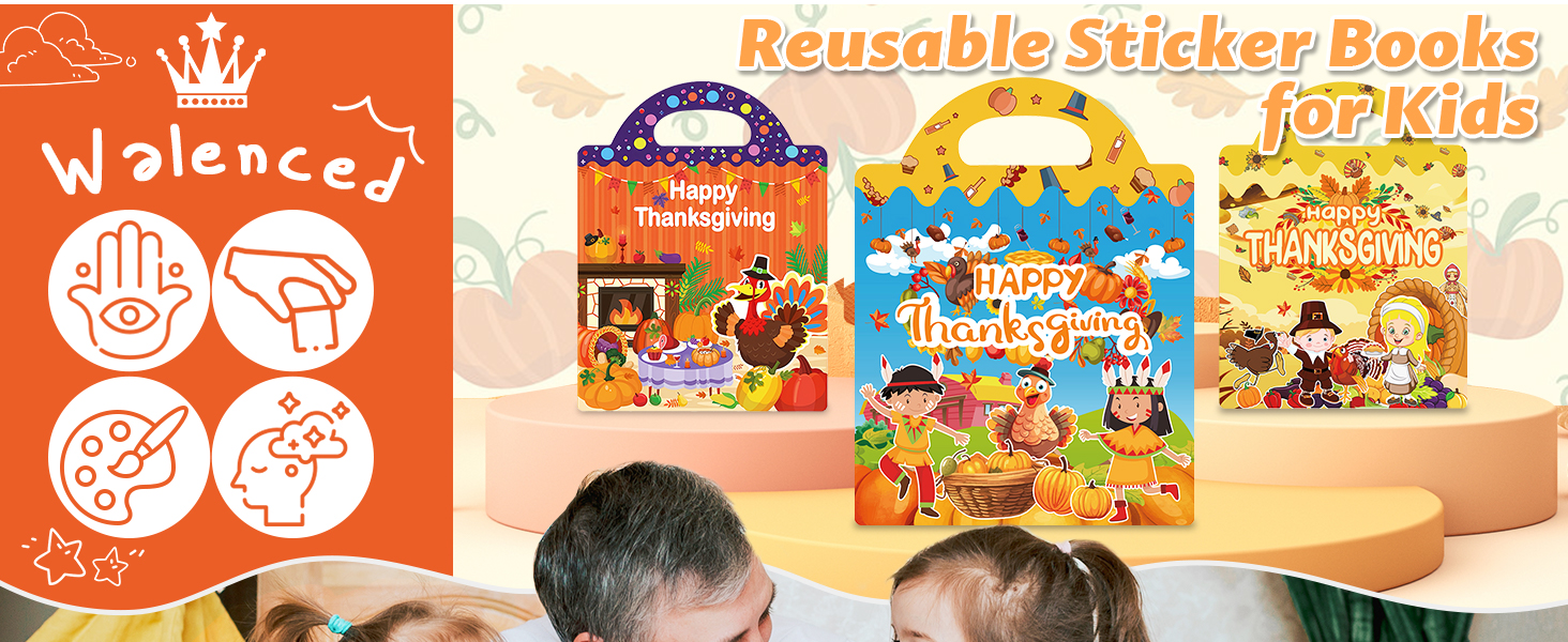 Thanksgiving Reusable Sticker Book for Toddlers 24 Years