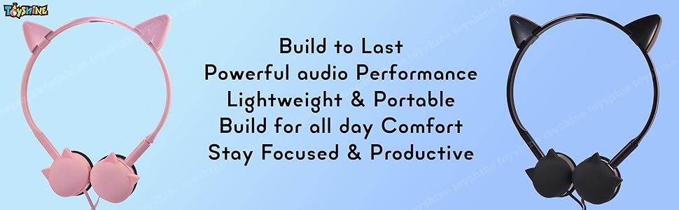 Toyshine Cat Design Headphone, Stereo with Mic Earphone, Stylish Headphones