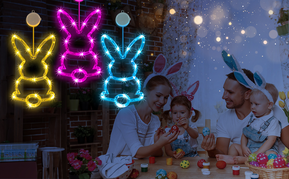 Spinosaurus 3 Pack Easter Decorations for Windows Bunny