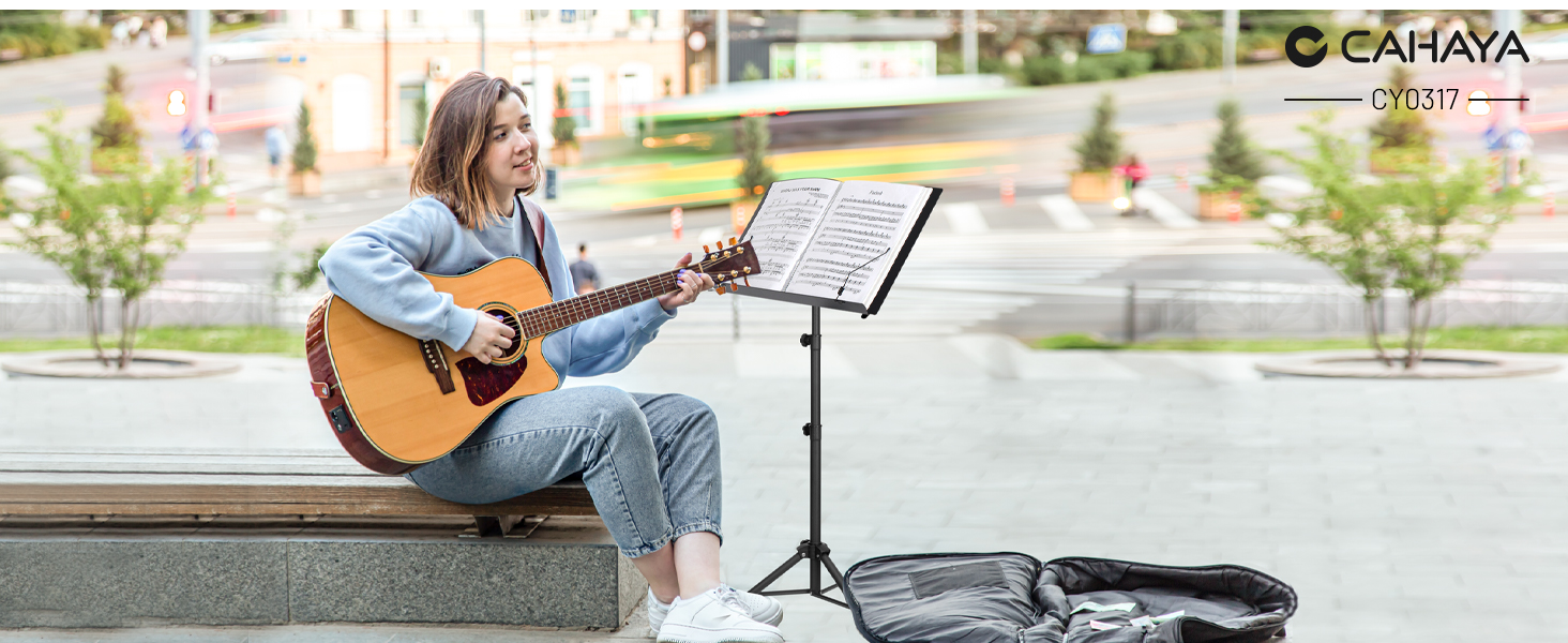 CAHAYA Sheet Music Stand with Trifold Panel Music Stand Foldable Matte