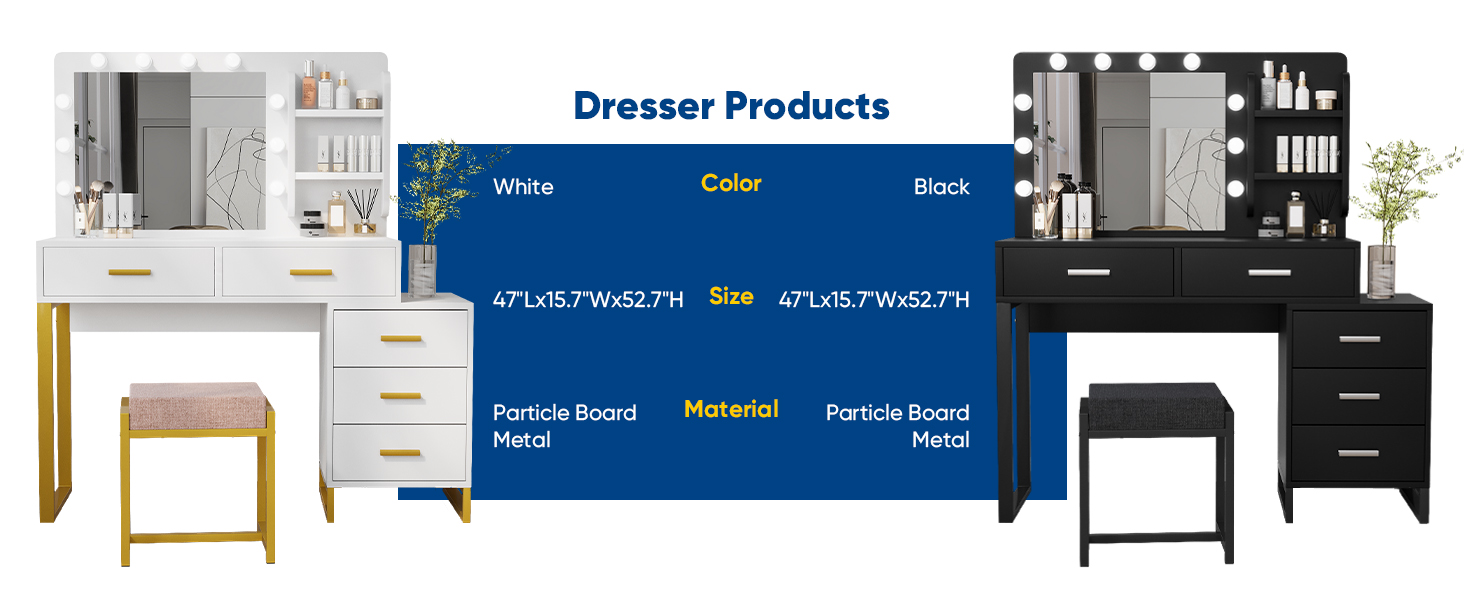 Semiocthome Makeup Vanity Desk with 10 LED Lights Mirror