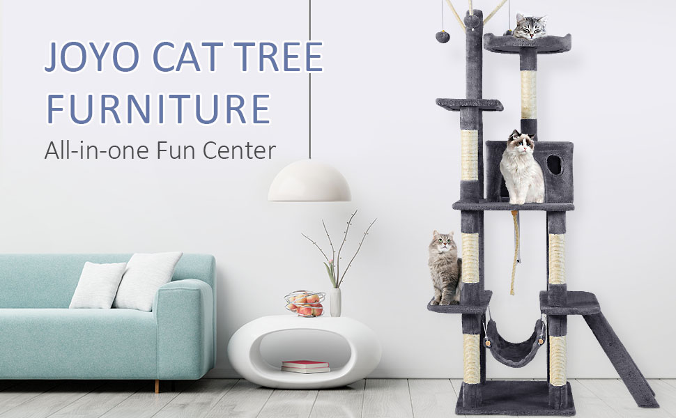 JOYO Cat Tree Tower, 65.5" MultiLevel Cat Activity Tree with SisalCovered Posts, Top Perch
