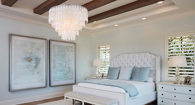 TOCHIC Capiz Shell Chandelier, 6-Light Chandelier for Dining