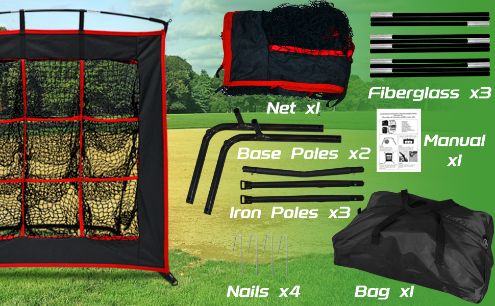 9 Hole Softball Baseball Pitching Hitting Target Net with Strike Zone Softball Baseball Batting
