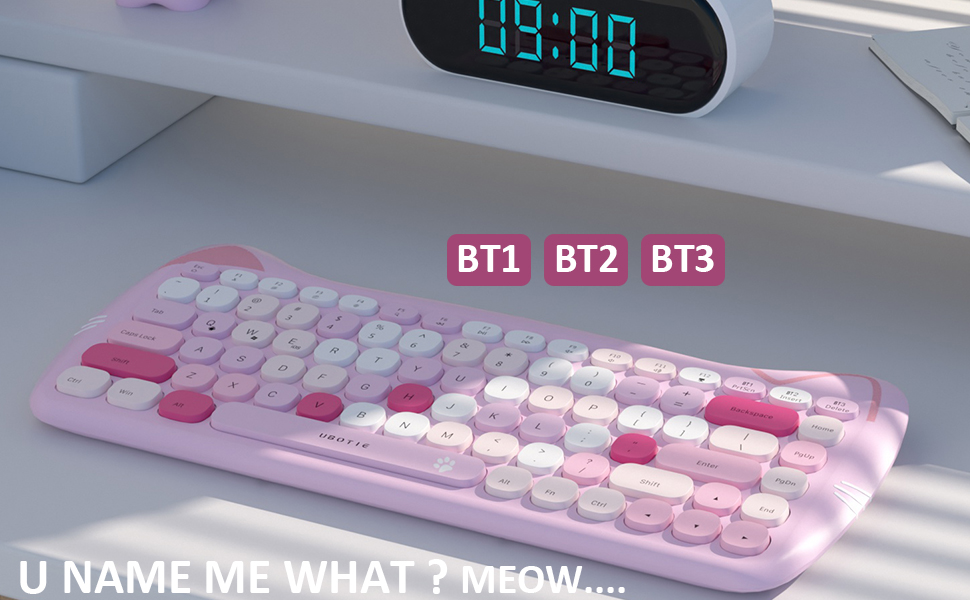 Bluetooth Wireless Keyboards, UBOTIE Colorful Cute Cat