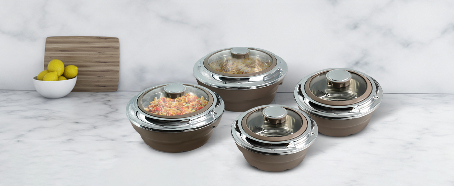 Jaypee Insulated Casserole Dishes Serving Dishes With Glass Lid Stainless Steel Inner Keep