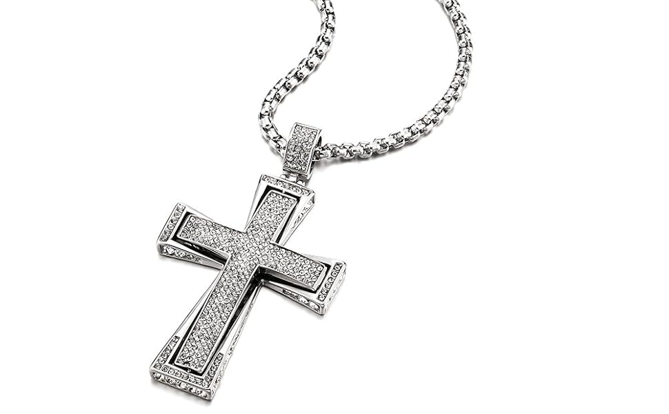 large cross necklace for men women