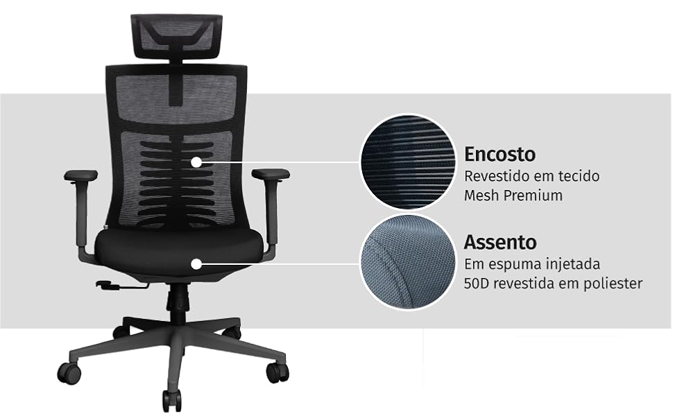 cadeira ergonômica vertta em tecido mesh elements