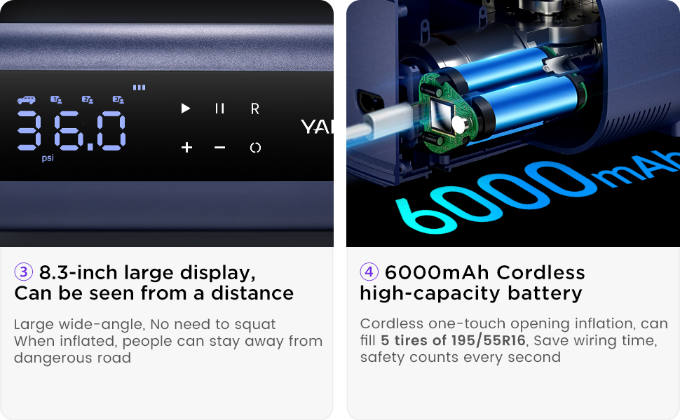 yantu Cordless Tyre Inflator Portable Air Compressor For Car Tyres,12V