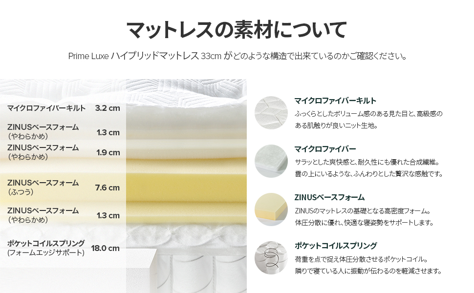 Amazon.co.jp: ZINUS Prime Luxe マットレス ハイブリッド クイーン 厚 Amazon.co.jp: ZINUS Prime Luxe マットレス ハイブリッド クイーン 厚