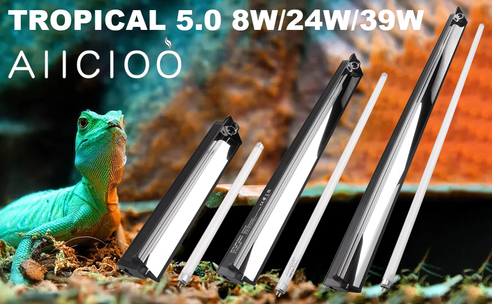 Aiicioo T5 UVB Lighting Combo Kit 8W T5 UVB Reptile Light