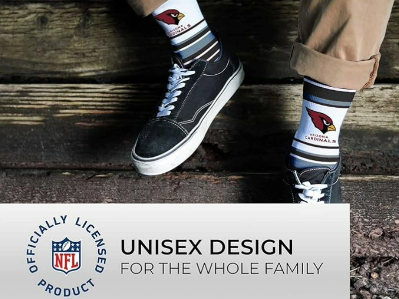 For Bare Feet NFL Adult Striped Dress Socks - Premium Quality - Machine Washable