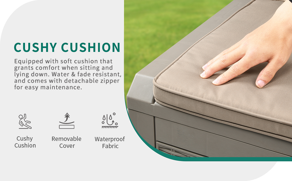 YITAHOME 380L Garden Storage Box with Seat Cushion, Large Waterproof