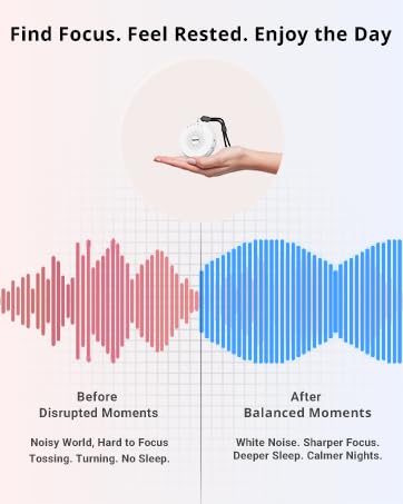 Portable white noise for focus support and better rest, ideal for day and night use