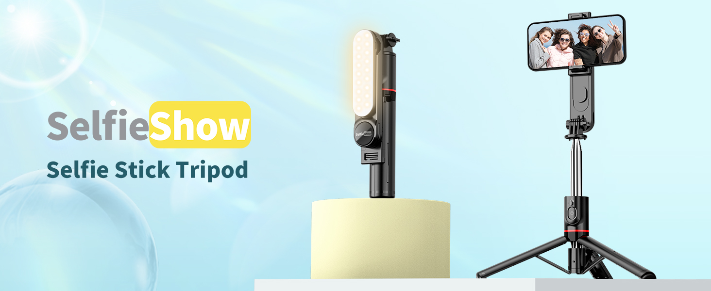 Stable Selfie Stick Tripod with Fill Light