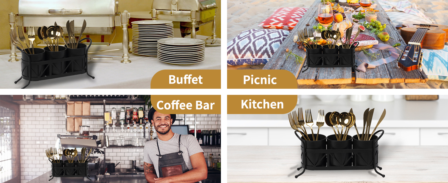 RUFHVTY Kitchen Utensil Holder, Silverware Cutlery