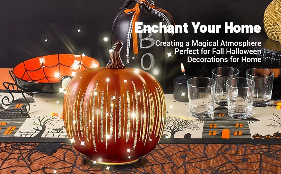 Timer Lighted Sparkling Starry Night Glass Pumpkins Lamp With Storage Bag